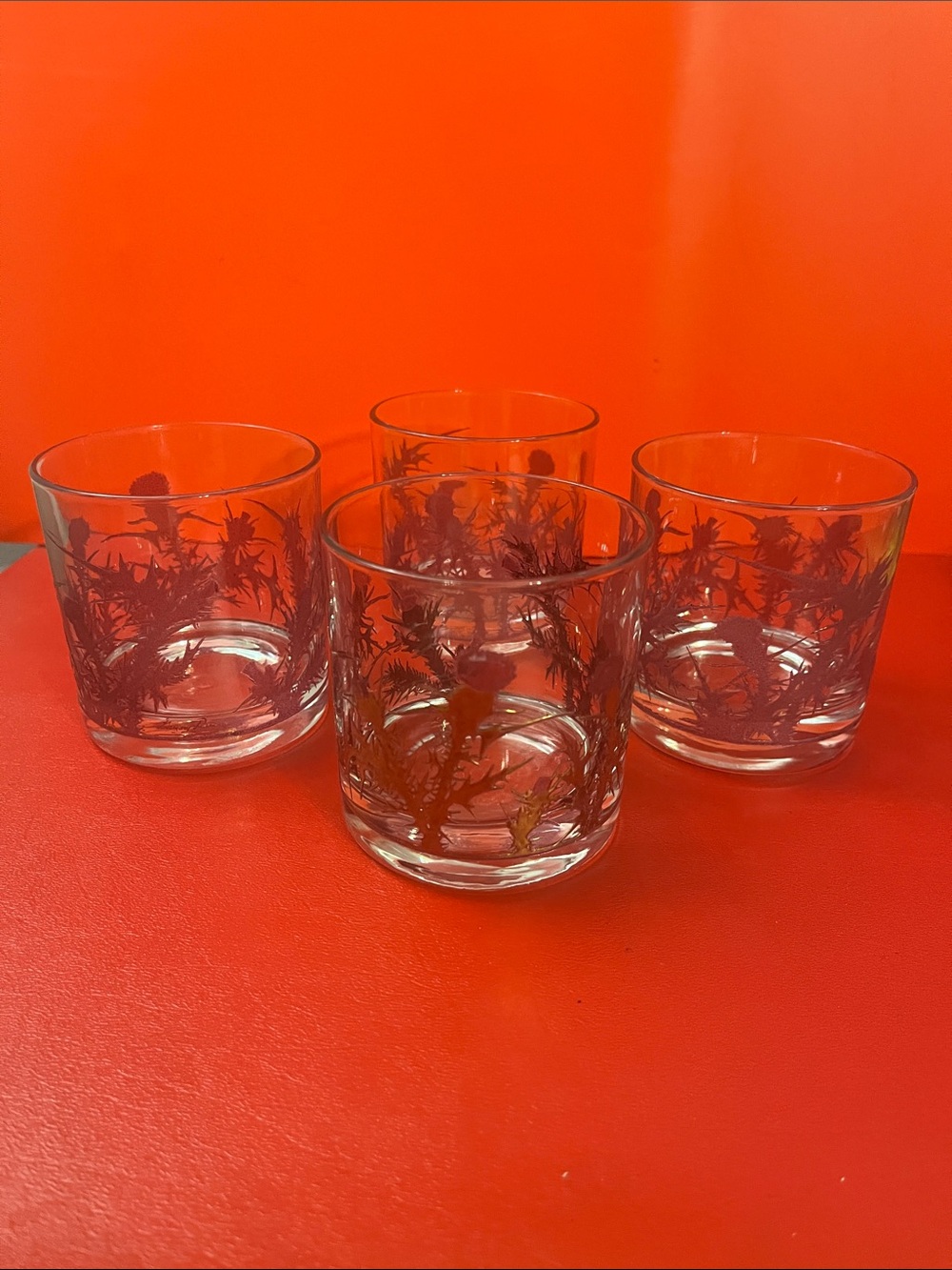 Mid-Century (MCM) Barware, Gregory Duncan, Purple Thistle , 22k Gold tumblers